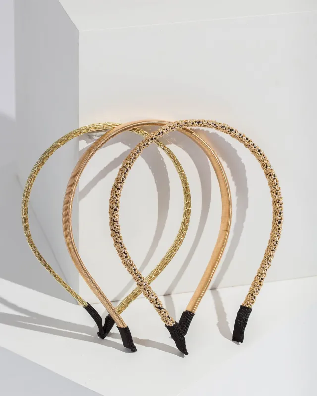 Gold Multi Textured Headband Pack sold by Collete Hayman