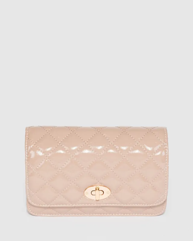 Taupe Eboni Quilted Crossbody Bag sold by Collete Hayman