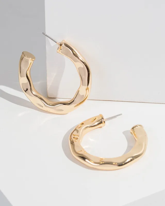 Gold Molten Look Hoop Earrings sold by Collete Hayman