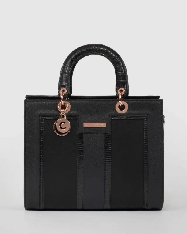 Black Ella Panel Tote Bag sold by Collete Hayman