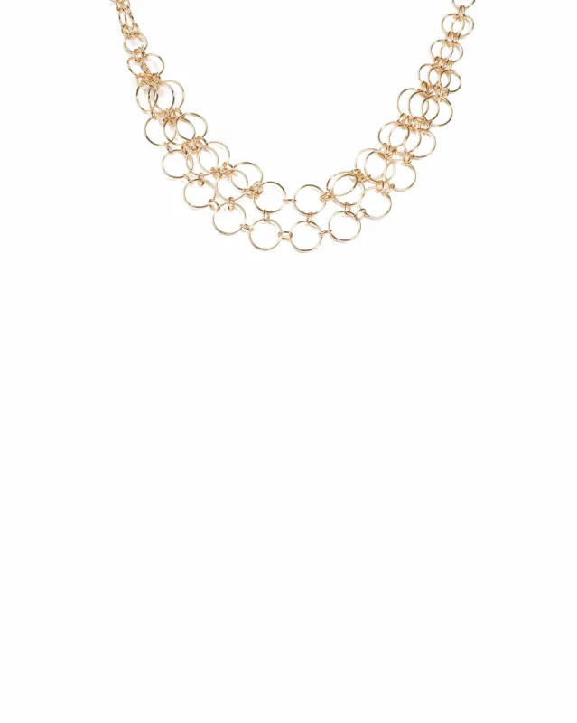 Gold Tone Circle Linked Chain Short Necklace sold by Collete Hayman
