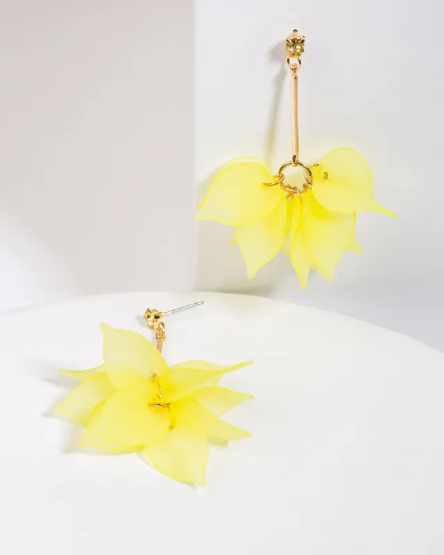 Yellow Crystal Bar Petal Earrings sold by Collete Hayman