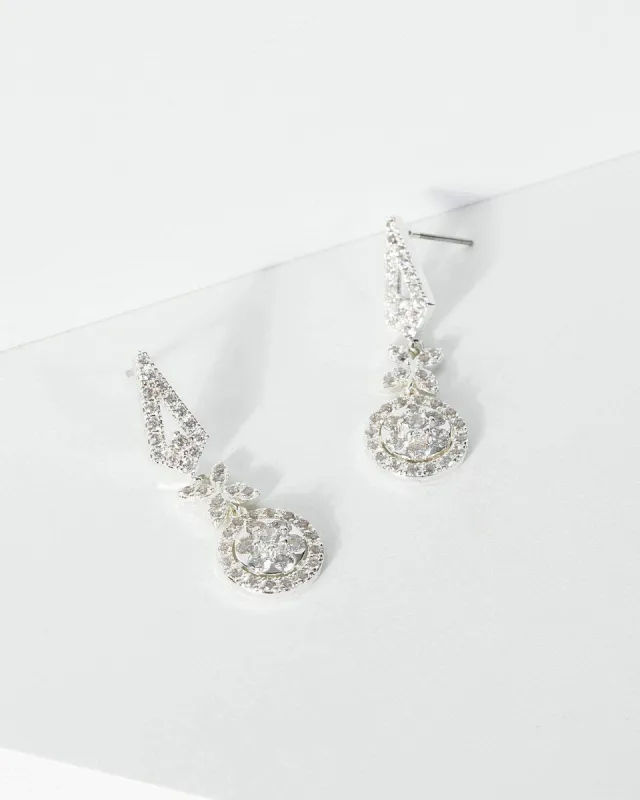 Silver Cubic Zirconia Star Circle Drop Earrings sold by Collete Hayman