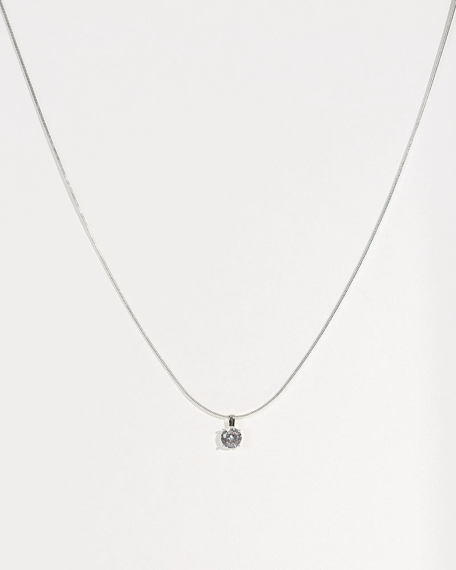 Silver Cubic Zirconia Pendant Snake Chain Necklace sold by Collete Hayman product image thumbnail 2