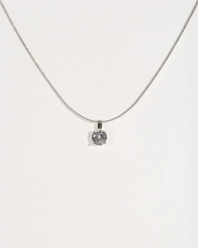 Silver Cubic Zirconia Pendant Snake Chain Necklace sold by Collete Hayman
