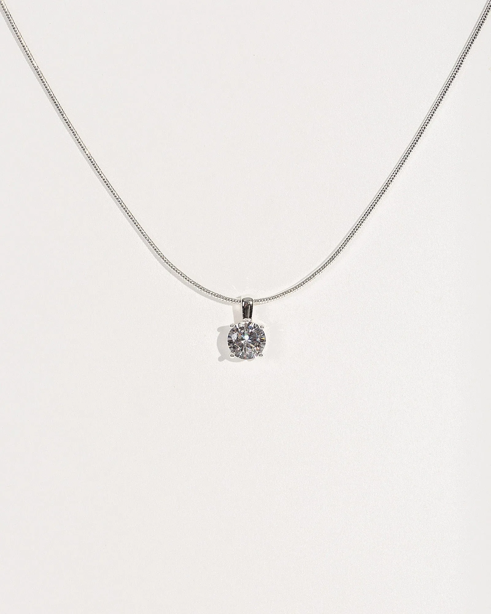 Silver Cubic Zirconia Pendant Snake Chain Necklace sold by Collete Hayman