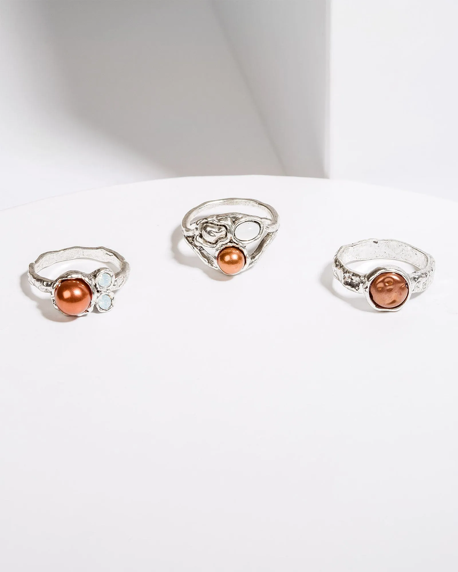 Brown Beaten Metal Ring Pack sold by Collete Hayman