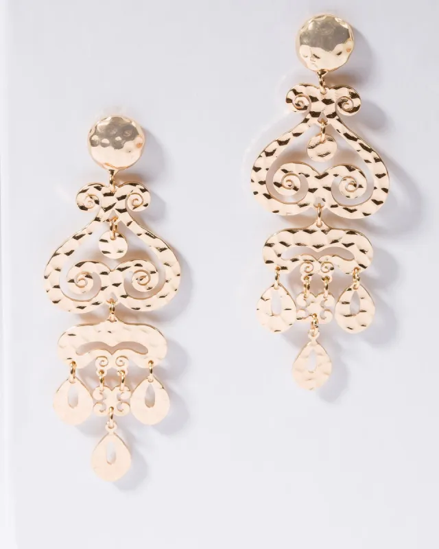 Gold Tiered Dangle Stud Earrings sold by Collete Hayman