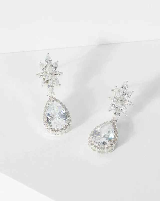 Silver Tear Drop Cubic Zirconia Earrings sold by Collete Hayman