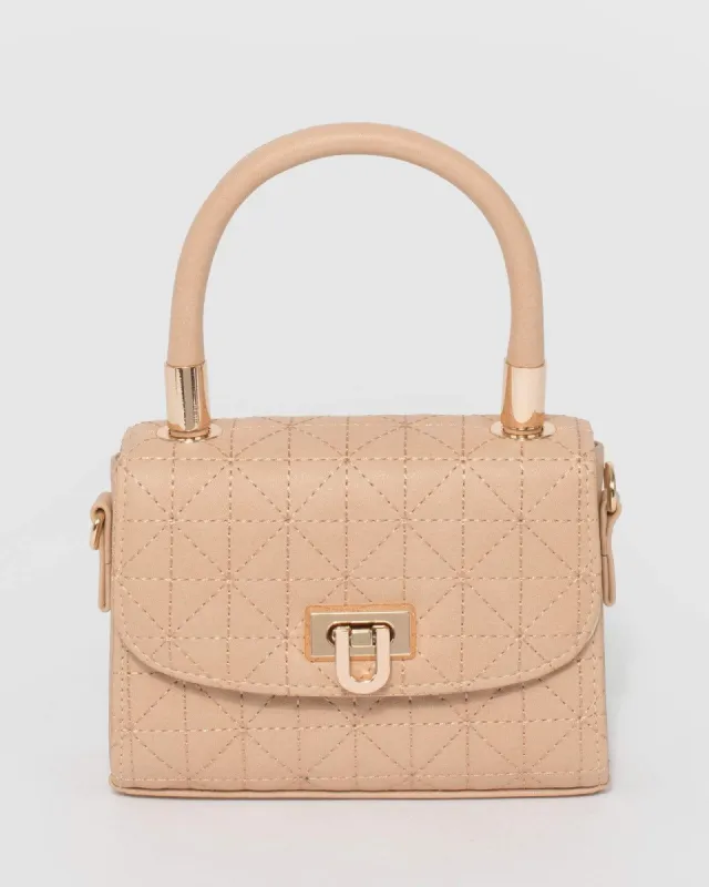 Nude Kiki Quilt Lock Mini Bag sold by Collete Hayman