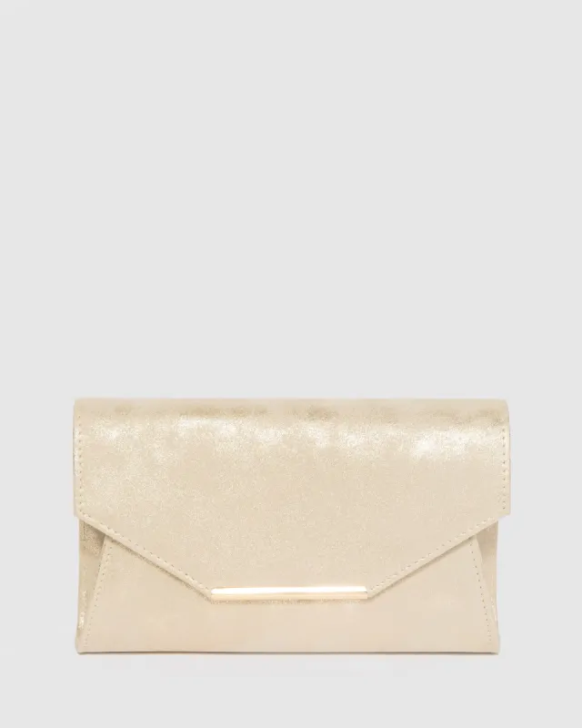 Gold Brianna Eve Clutch Bag sold by Collete Hayman