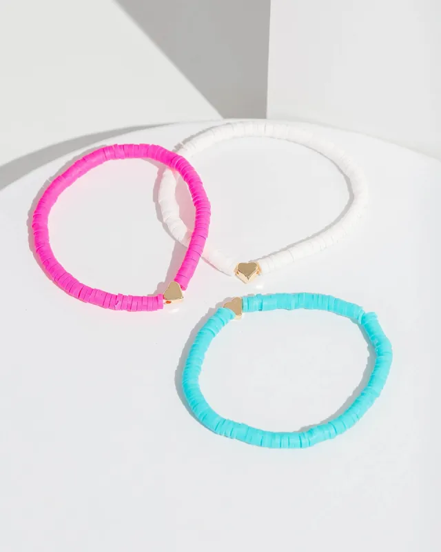 Multi Colour Love Heart Beaded Bracelet Pack sold by Collete Hayman