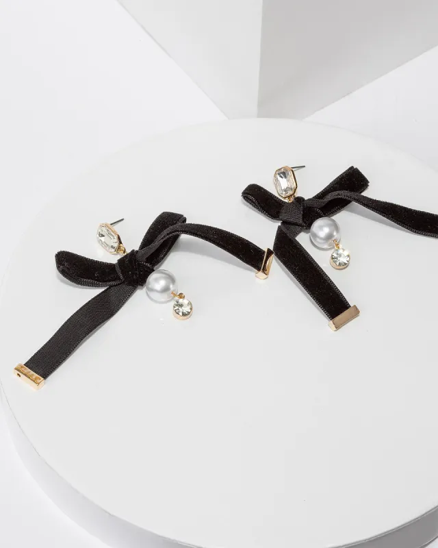 Black Velvet Bow Statement Earrings sold by Collete Hayman
