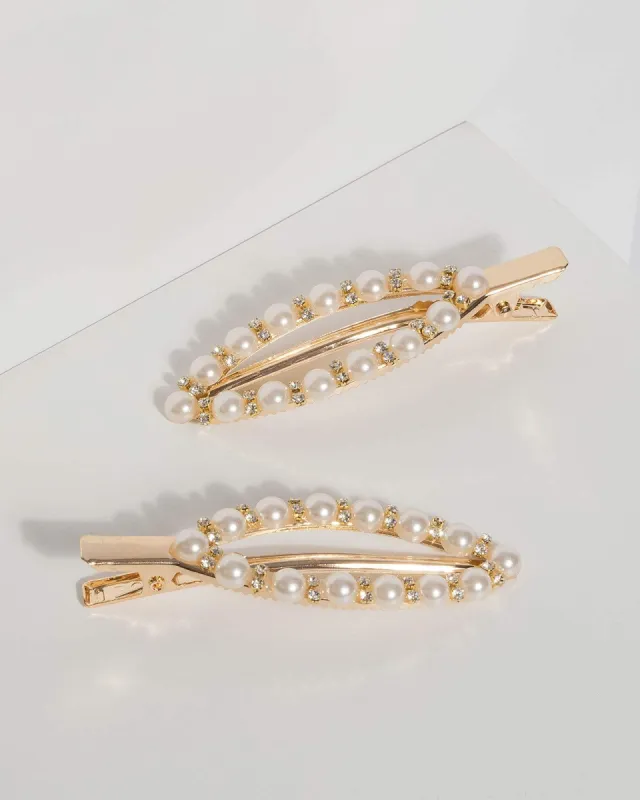 Pearl Oval and Crystal Hair Clips sold by Collete Hayman