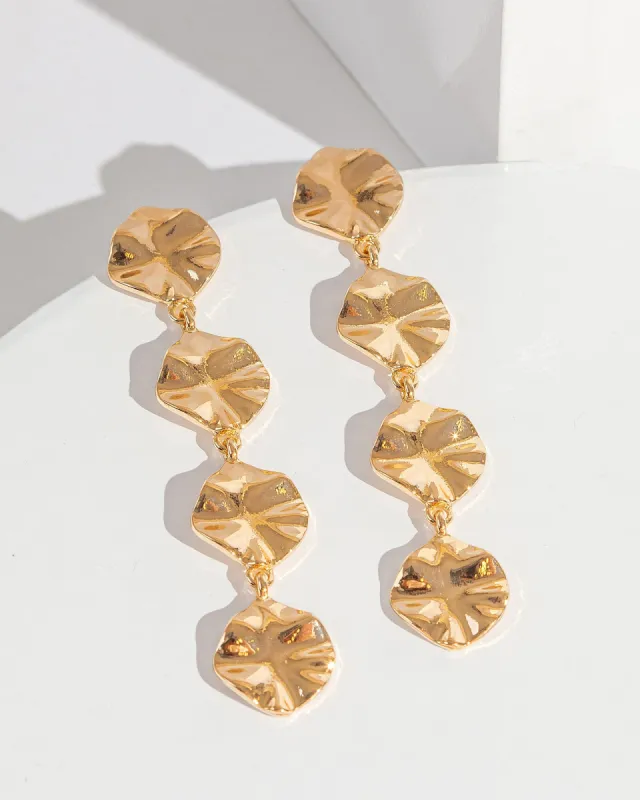 Gold Textured Metal Drop Earrings sold by Collete Hayman
