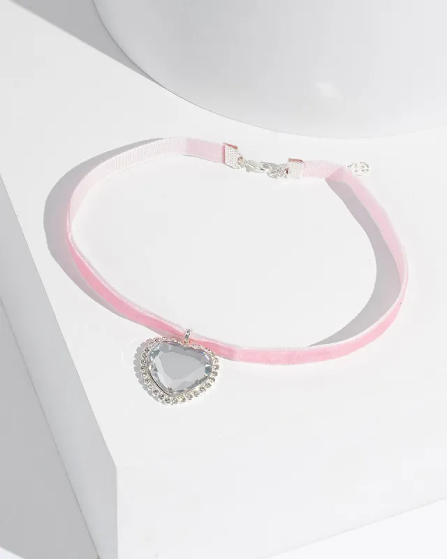 Pink Velvet Heart Choker Necklace sold by Collete Hayman