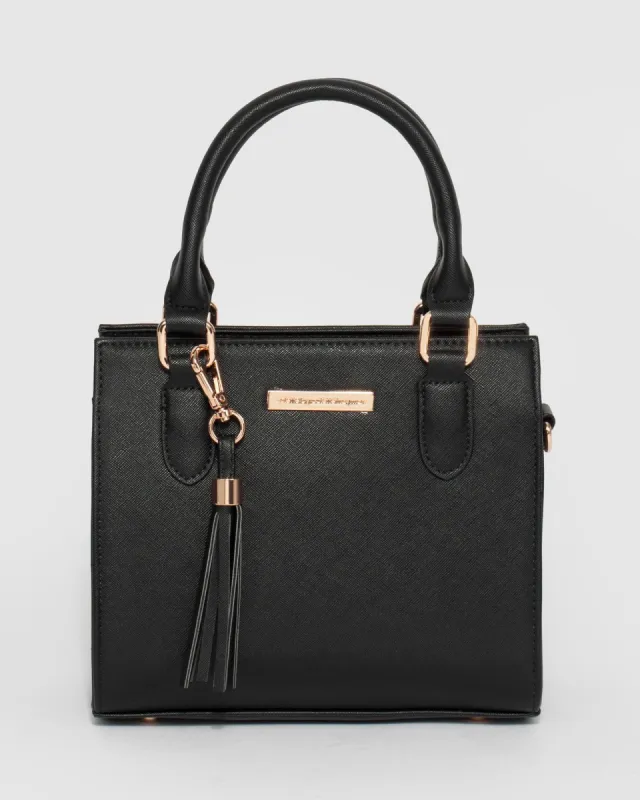Black Sia Tassel Mini Tote Bag sold by Collete Hayman