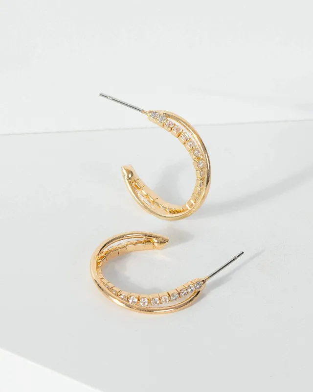 Gold Crystal Wrap Hoop Earrings sold by Collete Hayman
