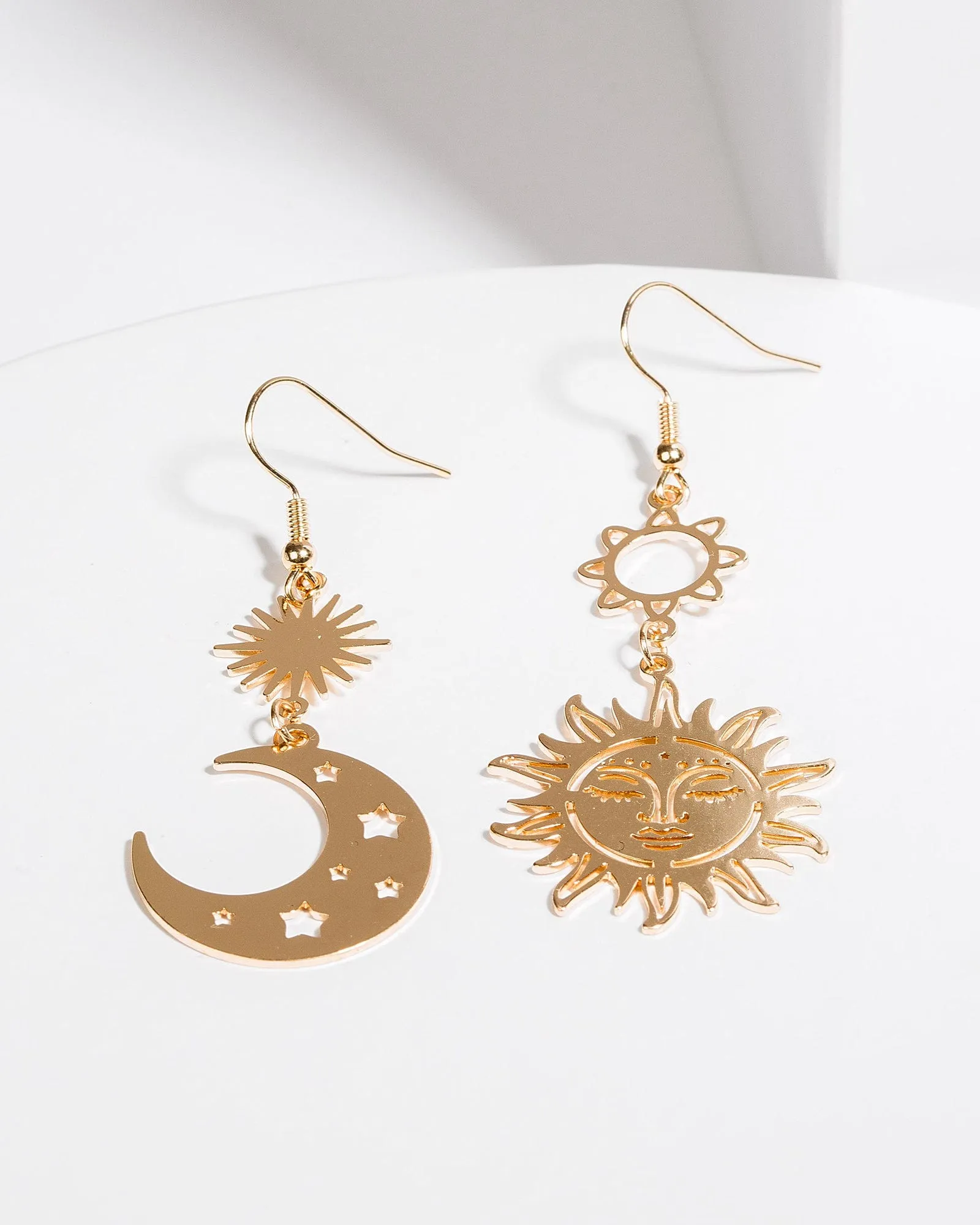 Gold Sun & Moon Drop Earrings sold by Collete Hayman