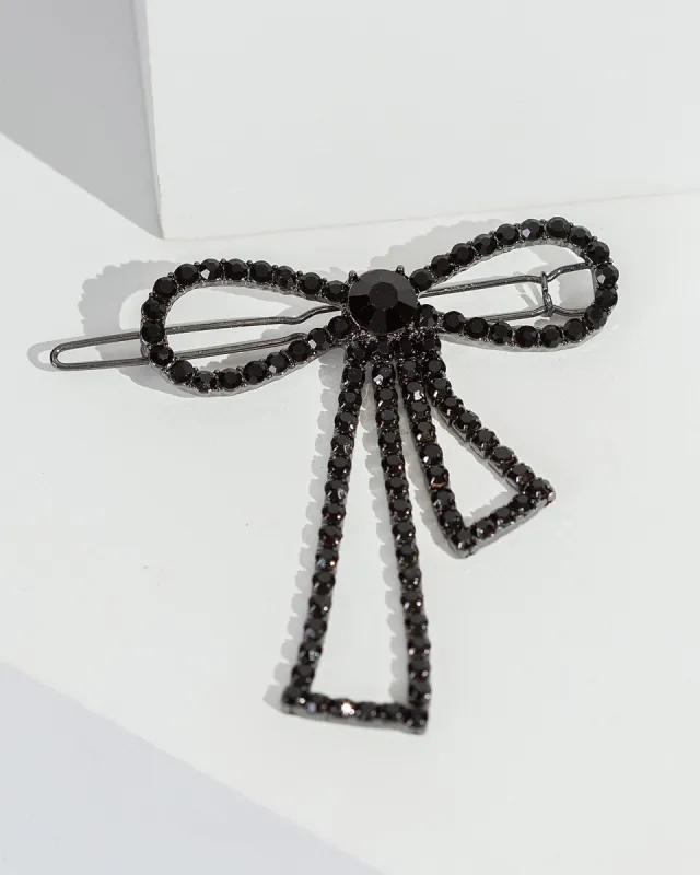 Black Crystal Bow Detail Hair Slide sold by Collete Hayman