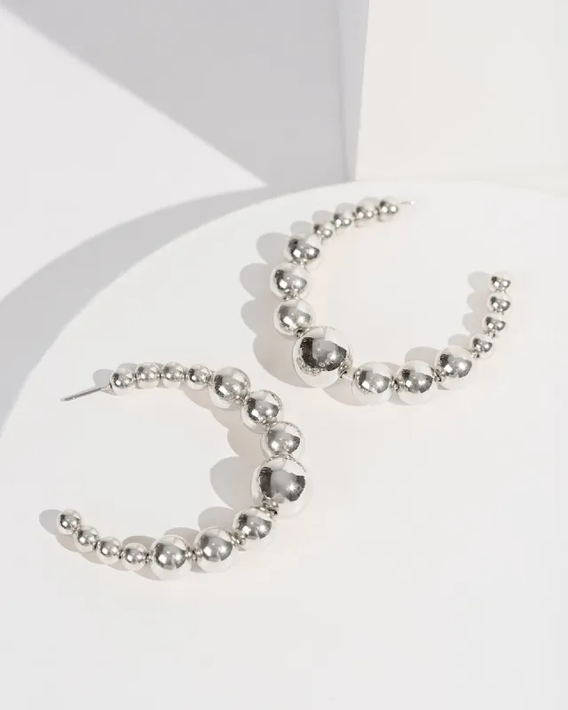 Silver Chunky Beaded Hoop Earrings sold by Collete Hayman