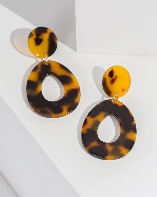 Brown Double Acrylic Detail Drop Earrings sold by Collete Hayman