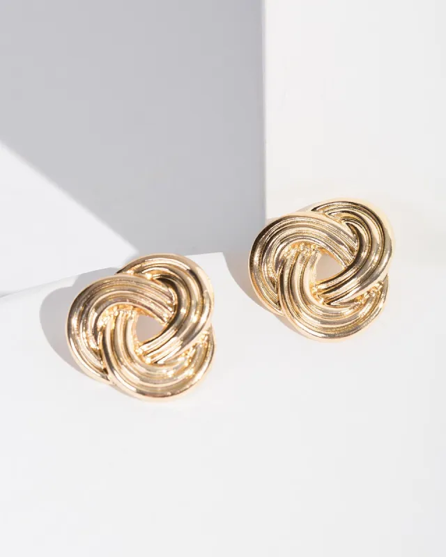 Gold Triple Triangle Large Stud Earrings sold by Collete Hayman
