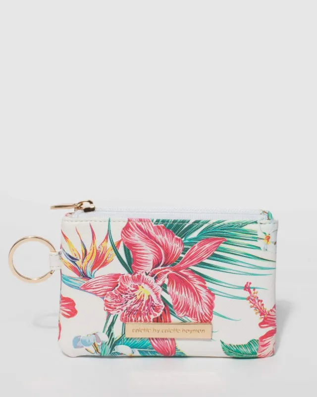 White Print Keyring Purse made by Collete Hayman