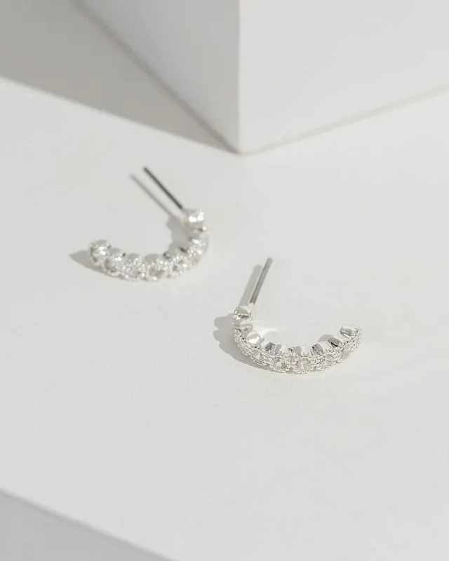 Silver Fine Crystal Huggie Hoop Earrings sold by Collete Hayman