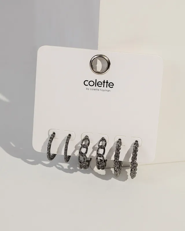 Gunmetal Hoop Braided Earring Pack sold by Collete Hayman