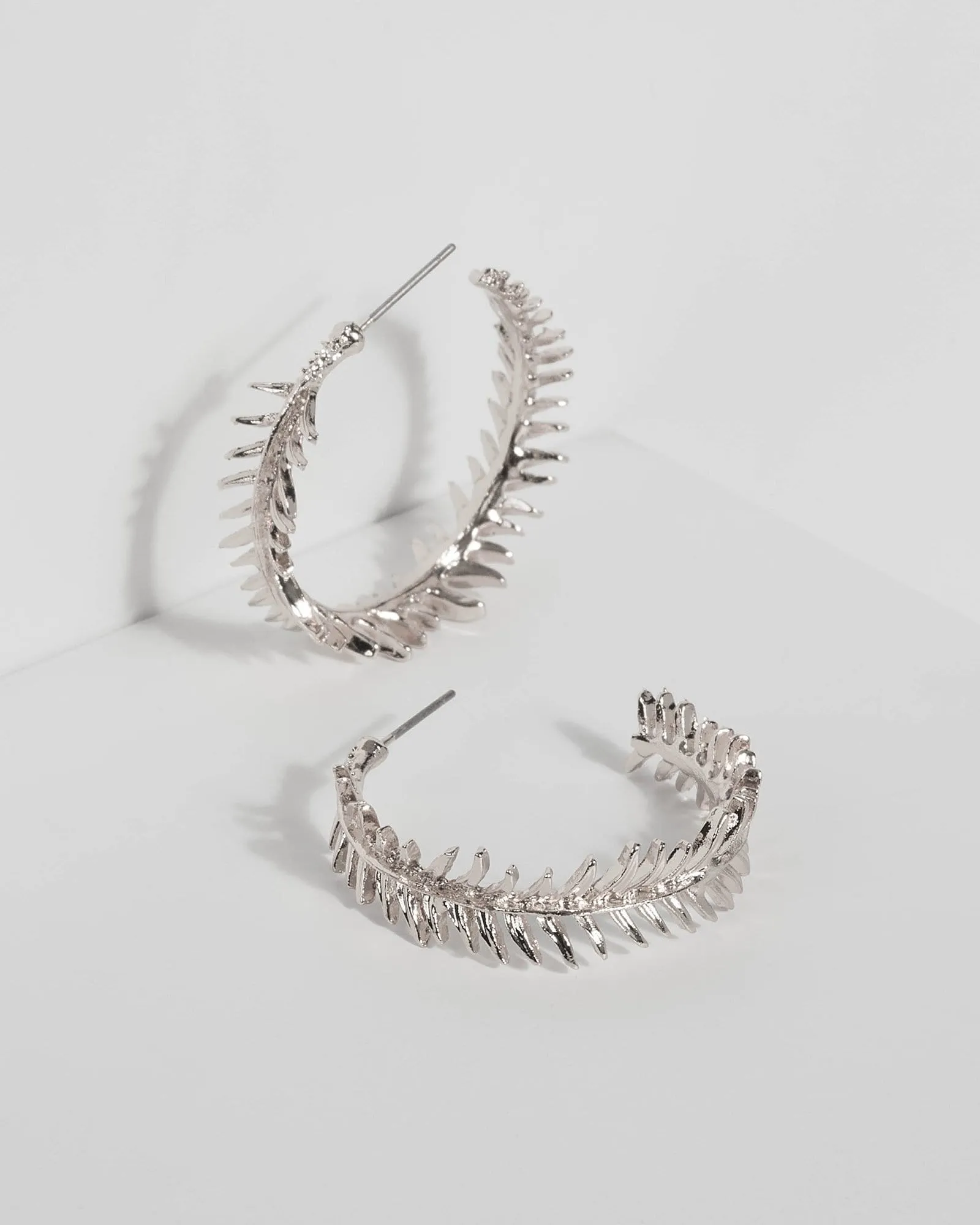 Silver Leaf Detail Hoop Earrings sold by Collete Hayman