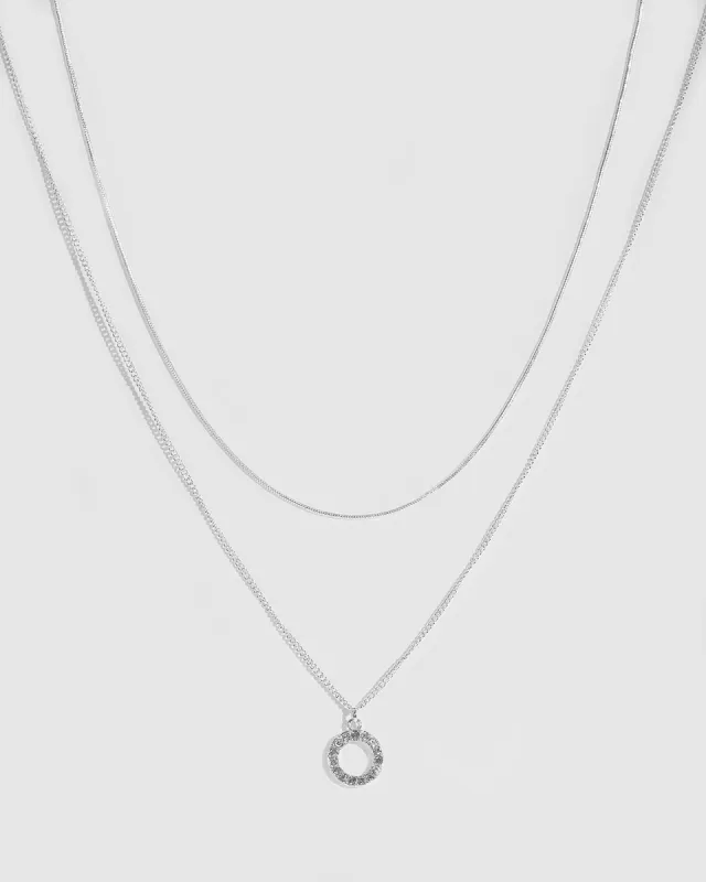 Silver Fine Double Row Halo Necklace sold by Collete Hayman