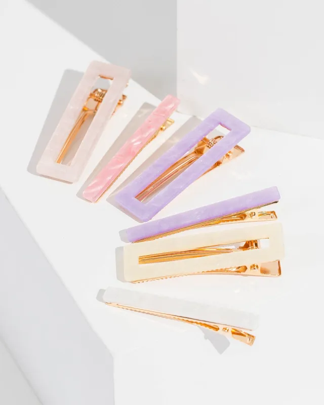 6 Pack Open Rectangle Hair Slides made by Collete Hayman
