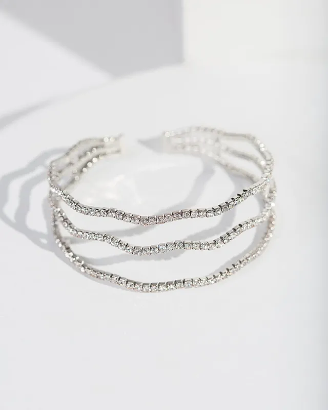 Crystal Wiggly Chain Cuff Bracelet sold by Collete Hayman