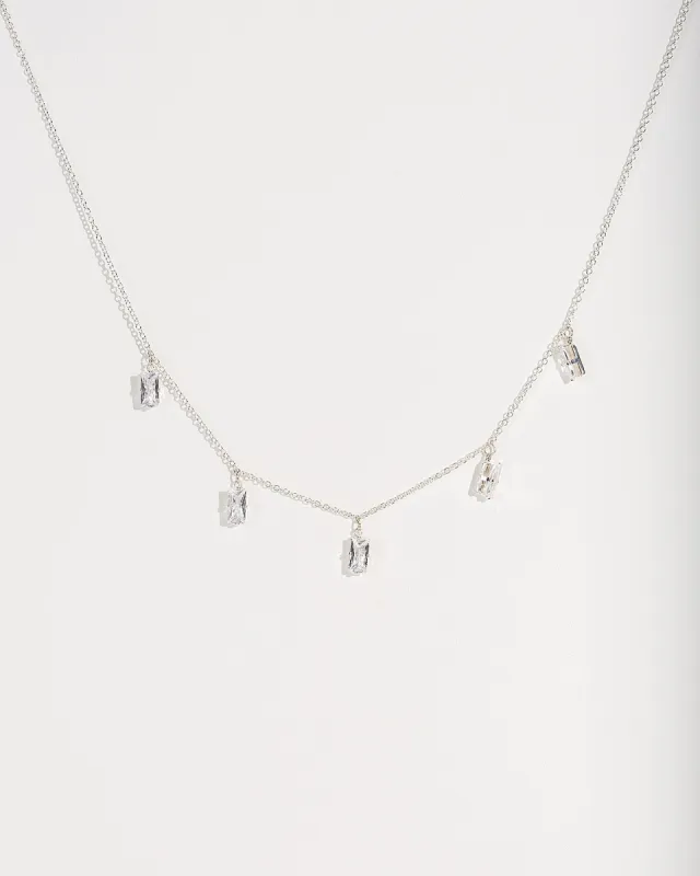 Silver Cubic Zirconia Rectangle Pendant Necklace sold by Collete Hayman