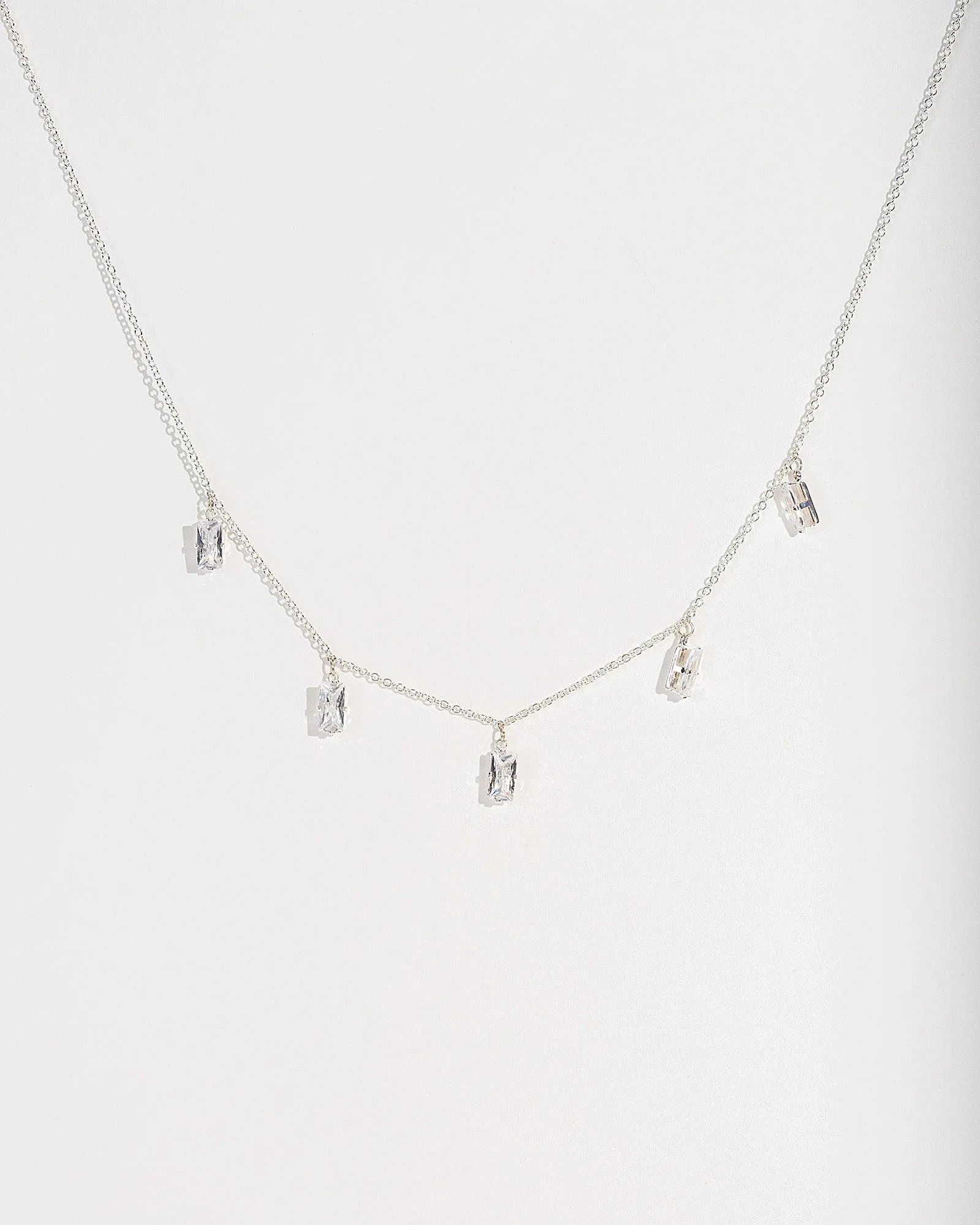 Silver Cubic Zirconia Rectangle Pendant Necklace sold by Collete Hayman