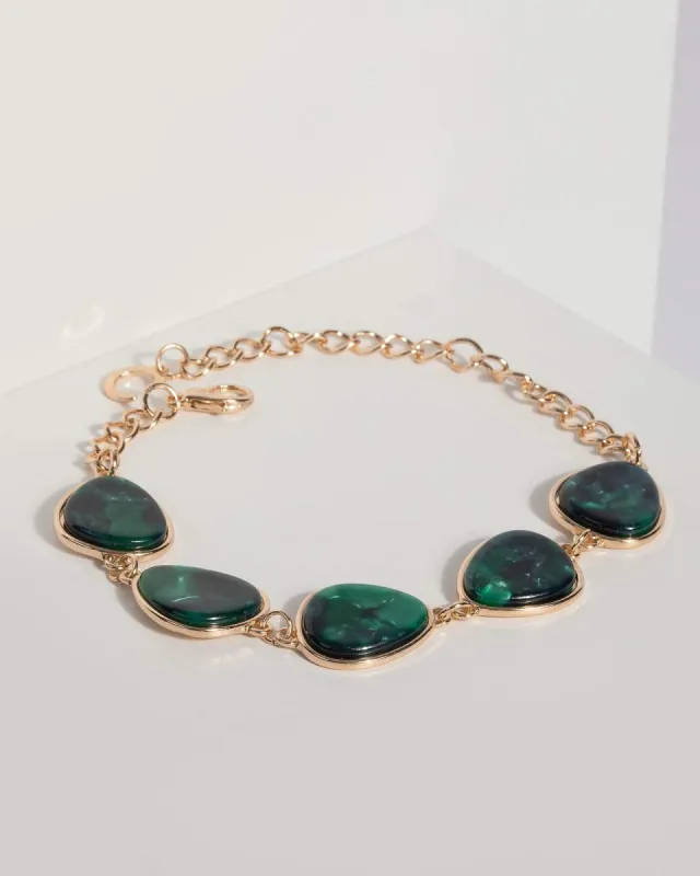 Emerald Acrylic Stone Detail Bracelet sold by Collete Hayman