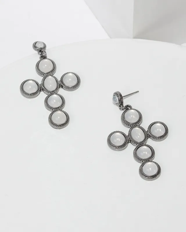Grey Pearlescent Cross Earrings sold by Collete Hayman