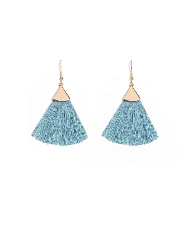 Triangle Blue Tassel Earrings sold by Collete Hayman