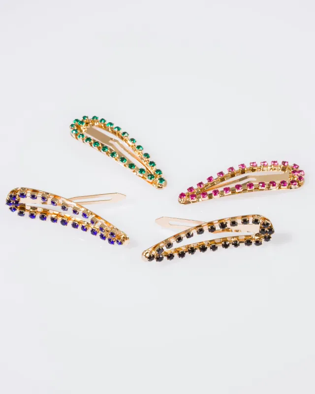 Multi Colour4 Pack Crystal Outline Hair Clip sold by Collete Hayman