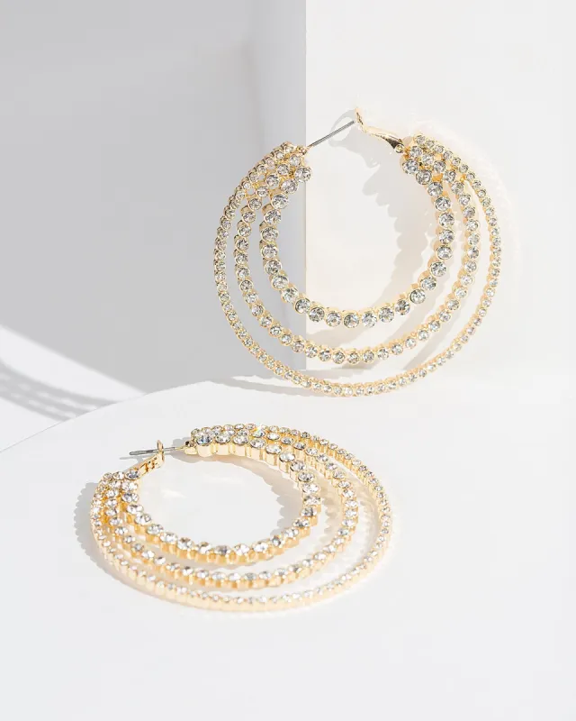 Gold Crystal Loops Hoop Earrings sold by Collete Hayman