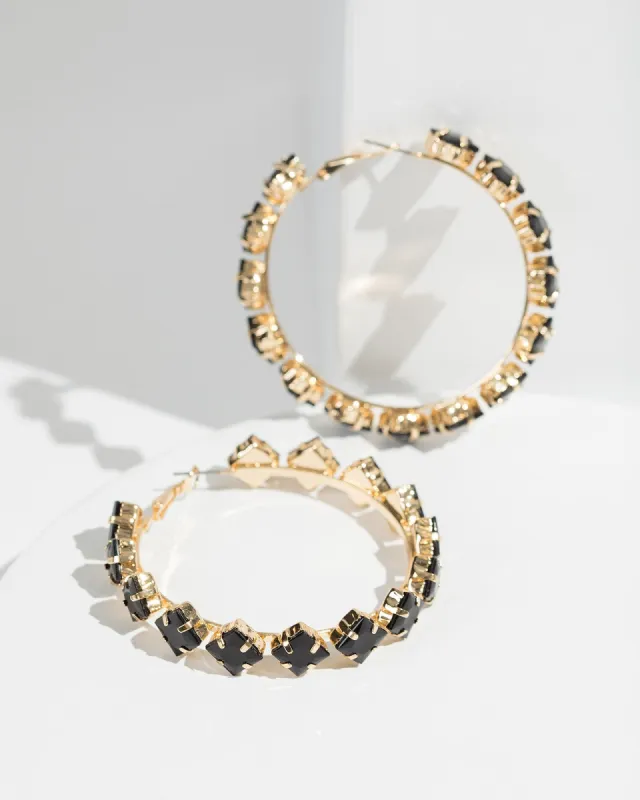 Black Diamond Crystal Hoop Earrings sold by Collete Hayman
