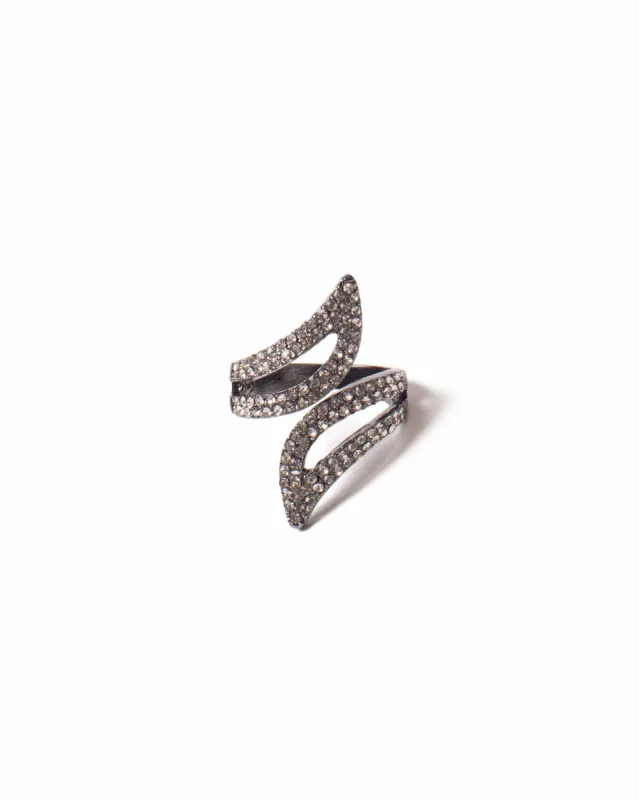 Crystal Gunmetal Tone Diamante Wrist Ring - Medium sold by Collete Hayman