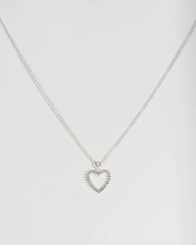 Crystal Heart Frame Cubic Zirconia Necklace sold by Collete Hayman