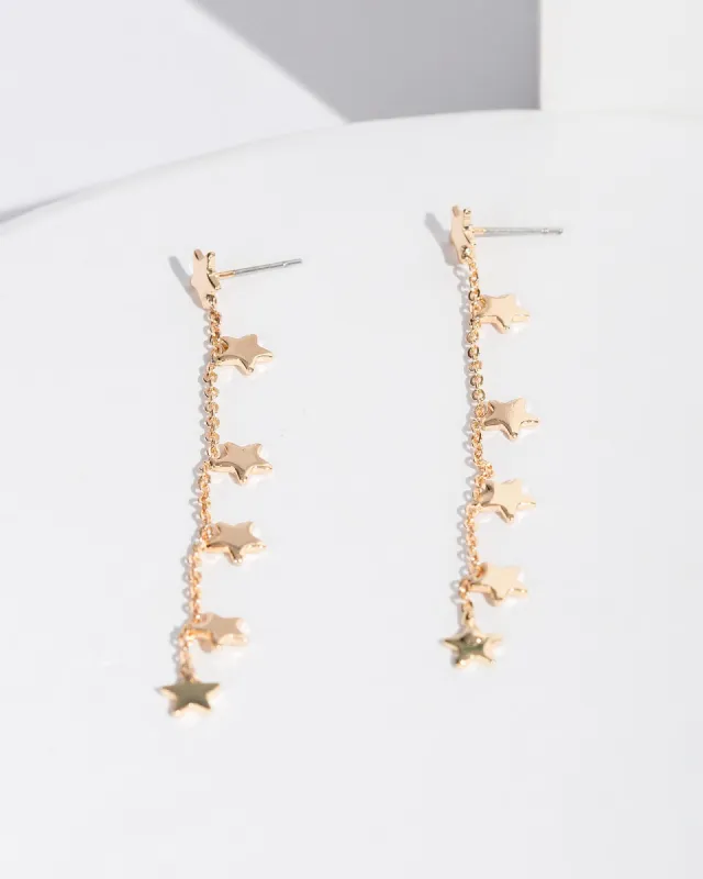 Gold Stars Chain Drop Earrings sold by Collete Hayman
