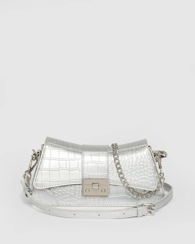Silver Sophie Buckle Shoulder Bag sold by Collete Hayman