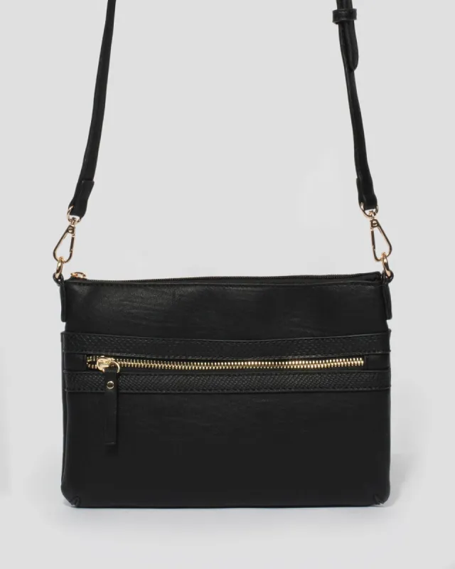 Black Large Zip Pocket Peta Crossbody Bag sold by Collete Hayman