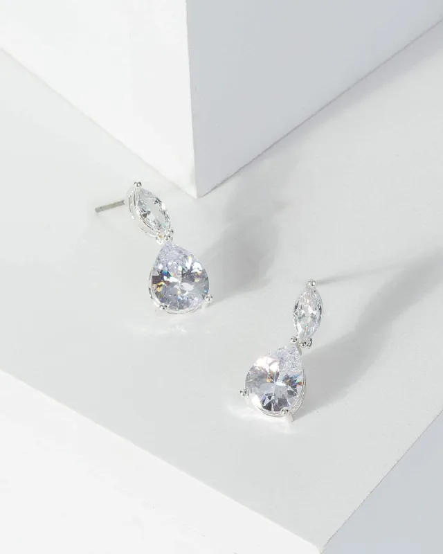 Silver 2 Crystal Fine Drop Earrings sold by Collete Hayman