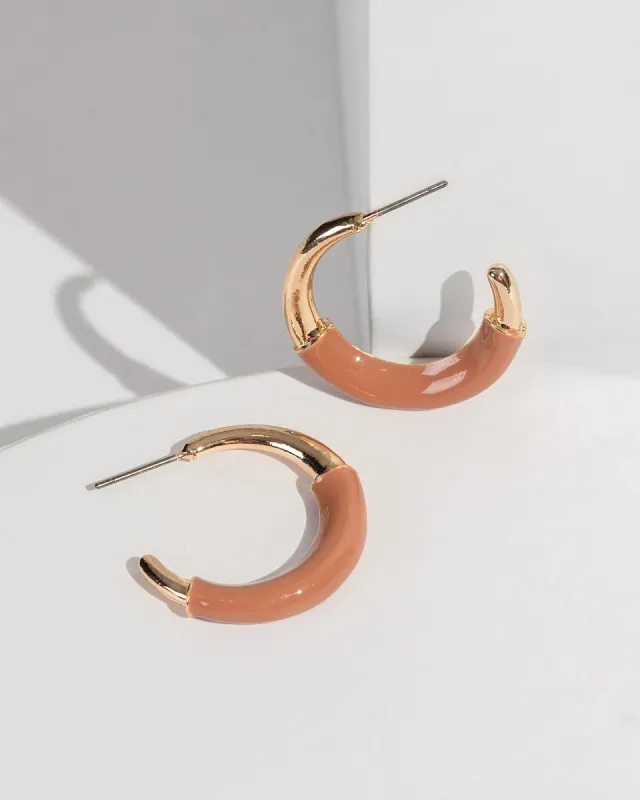 Brown Acrylic Painted Hoop Earrings sold by Collete Hayman