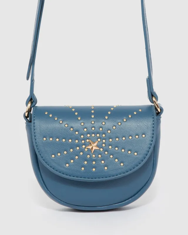 Navy Alvita Saddle Bag sold by Collete Hayman